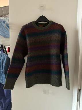 Vintage Peter Brown Made in Italy Mohair Blend Multi-Color Stripe Knit Sweater